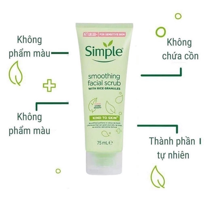 Tẩy Da Chết Simple Kind To Skin Smoothing Facial Scrub 75ml | BigBuy360 - bigbuy360.vn