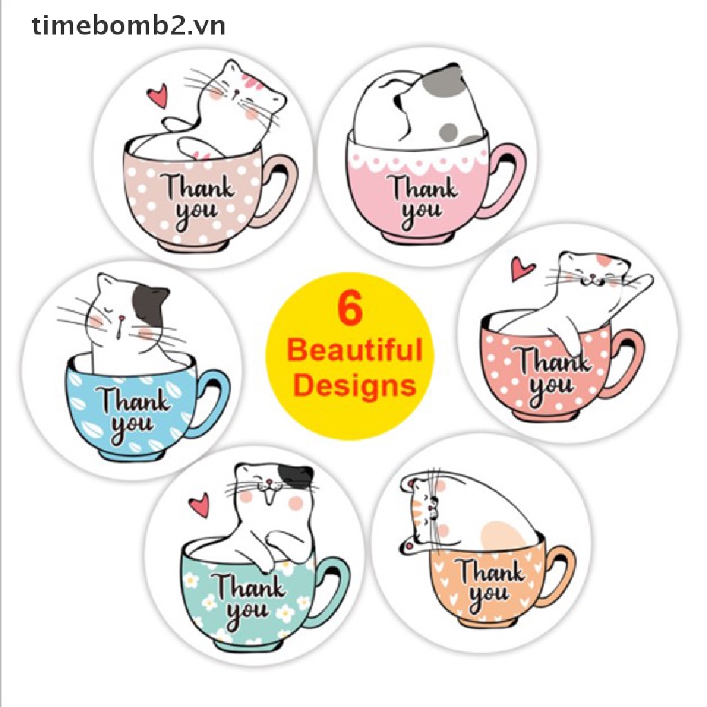 Bộ 500 Miếng Dán Tròn In Chữ Thank You Trang Trí Quà Tặng