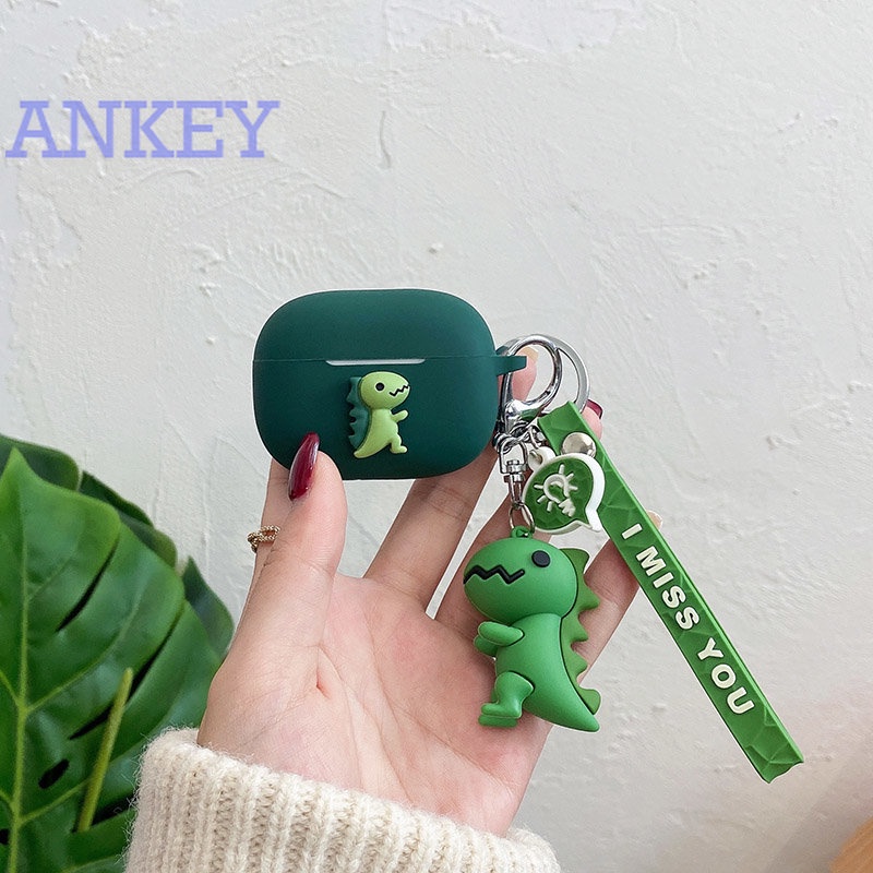 For Anker Soundcore A20i Case Cartoon Funny Dinosaur Silicone Protect Cover Shell with Keychain Accessories