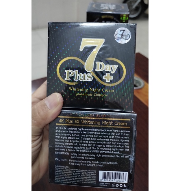 Kem Dưỡng Trắng Da Mặt Ban Đêm 7 DAY Plus + Thái Lan - Màu đen - Dung tích 20ml