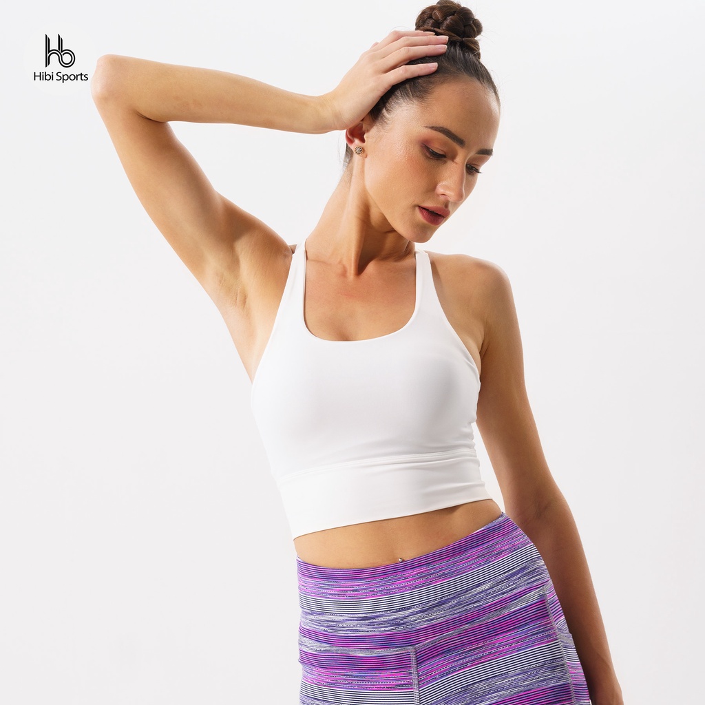 Áo tập Yoga, kiểu croptop 4 dây Hibi Sports CR808, kèm mút nâng ngực