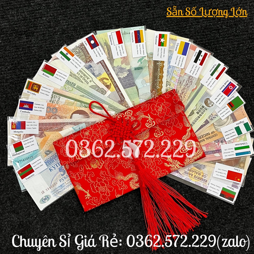 Bộ 20 Tờ Tiền Sưu Tầm Khác Nhau Của 20 Nước Làm Quà Tặng, Lì Xì Tết Siêu Đẹp