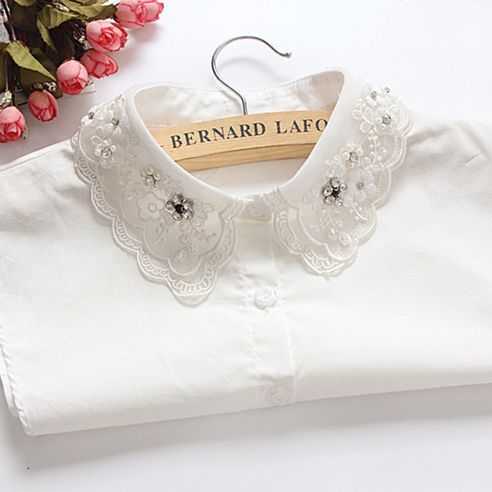 Cổ Áo Sơ Mi Giả Thêu Hoa Đính Đá Thời Trang Cho Nữ