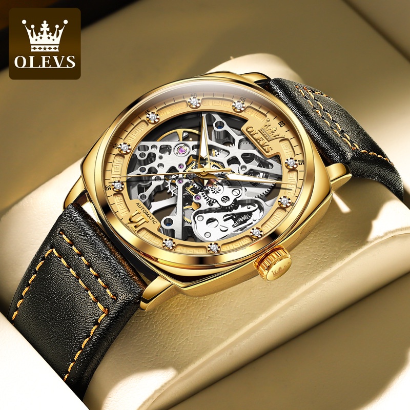 Đồng hồ nam Olevs máy lộ cơ size 40mm,dây đeo da thoáng khí, cá tính lịch lãm,chống nước 30m,bảo hành toàn quốc 12 tháng