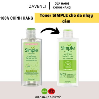 Nước hoa hồng Simple Kind To Skin Soothing Facial Toner da nhạy cảm 200ml - Zavenci