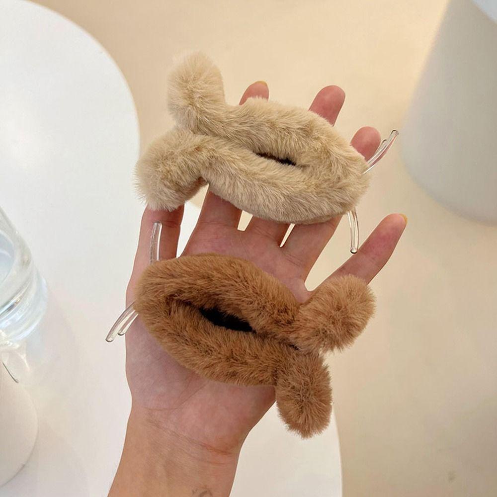 Kẹp Tóc Đuôi Ngựa Bằng Lông Thỏ Nhân Tạo Kích Thước Lớn Thời Trang Mùa Đông Hàn Quốc Cho Nữ