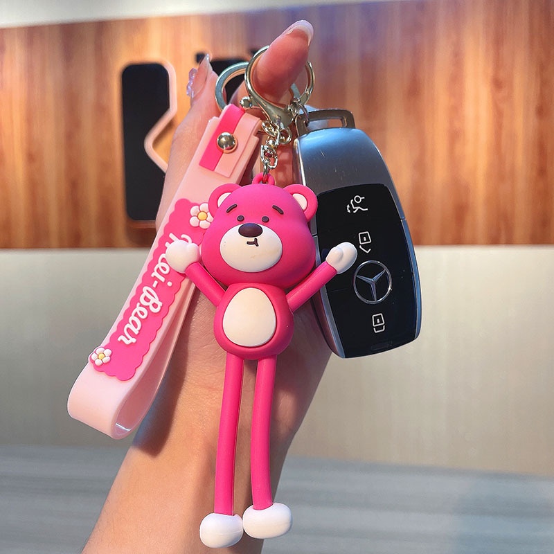 Móc Khóa Hình Quả Mọng / Chú Gấu Bằng Nhựa pvc Dễ Thương