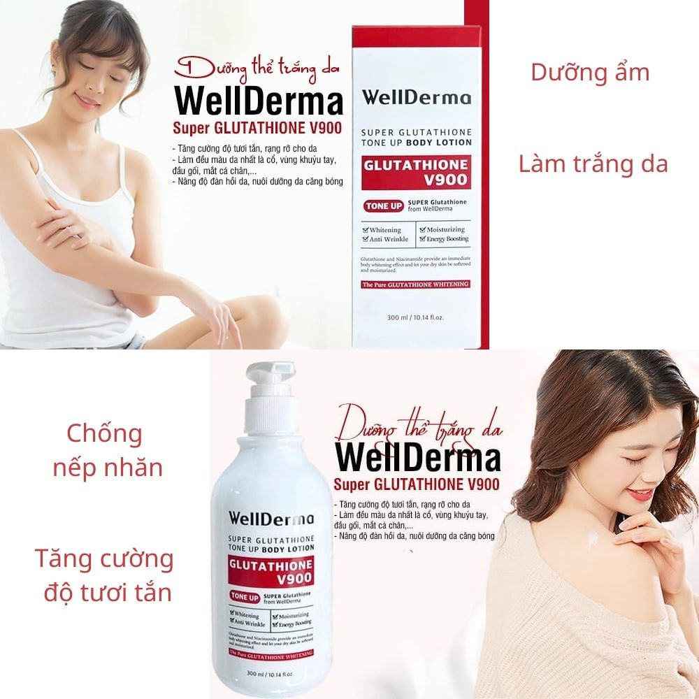 Kem Dưỡng Trắng Da Body Wellderma Super Glutathione Tone Up Body Lotion 300ml.