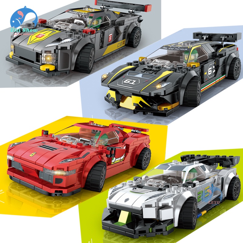 Bộ Đồ Chơi Lắp Ráp Mô Hình Xe Đua Siêu Tốc Cho Bé nhiều chi tiết phát triển tư duy lamborghini Ferrari Lamborghini Porsche Bugatti