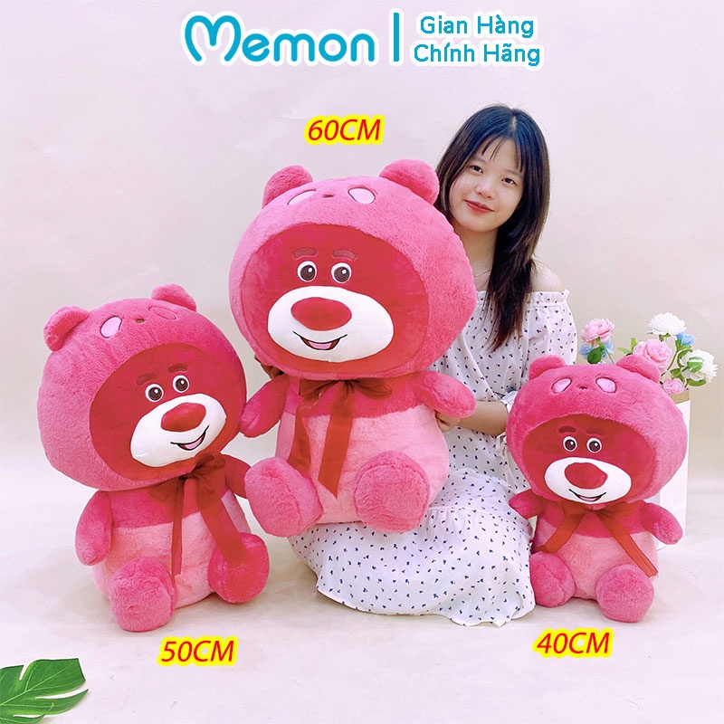 Gấu Bông Lotso Huggin Bear Đỏ Đội Mũ Đeo Nơ Cao Cấp Memon