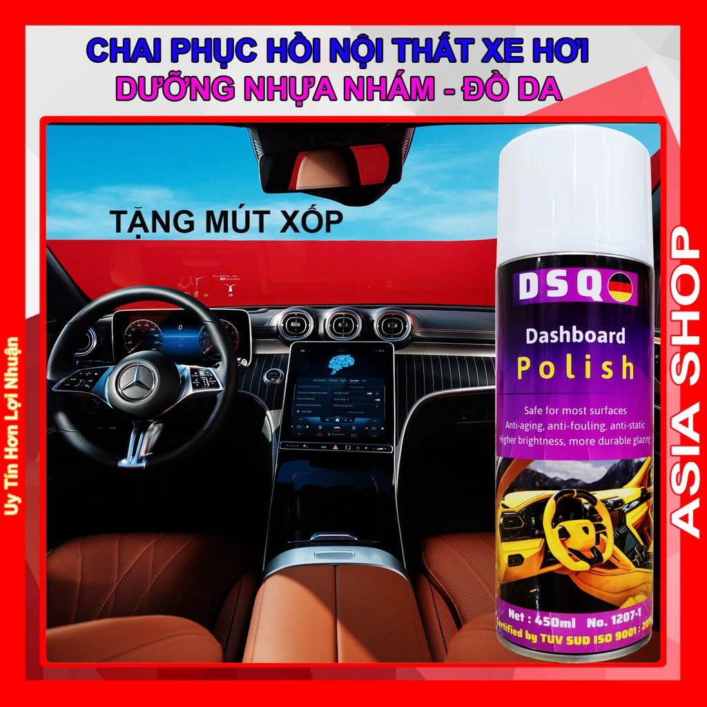 Dưỡng Nhựa Nhám - Phục Hồi Nhựa Nhám - Xịt Bóng Xe - Ghế Da, Taplo, Nội Thất Ô tô Xe Máy - DSQ DBOARD