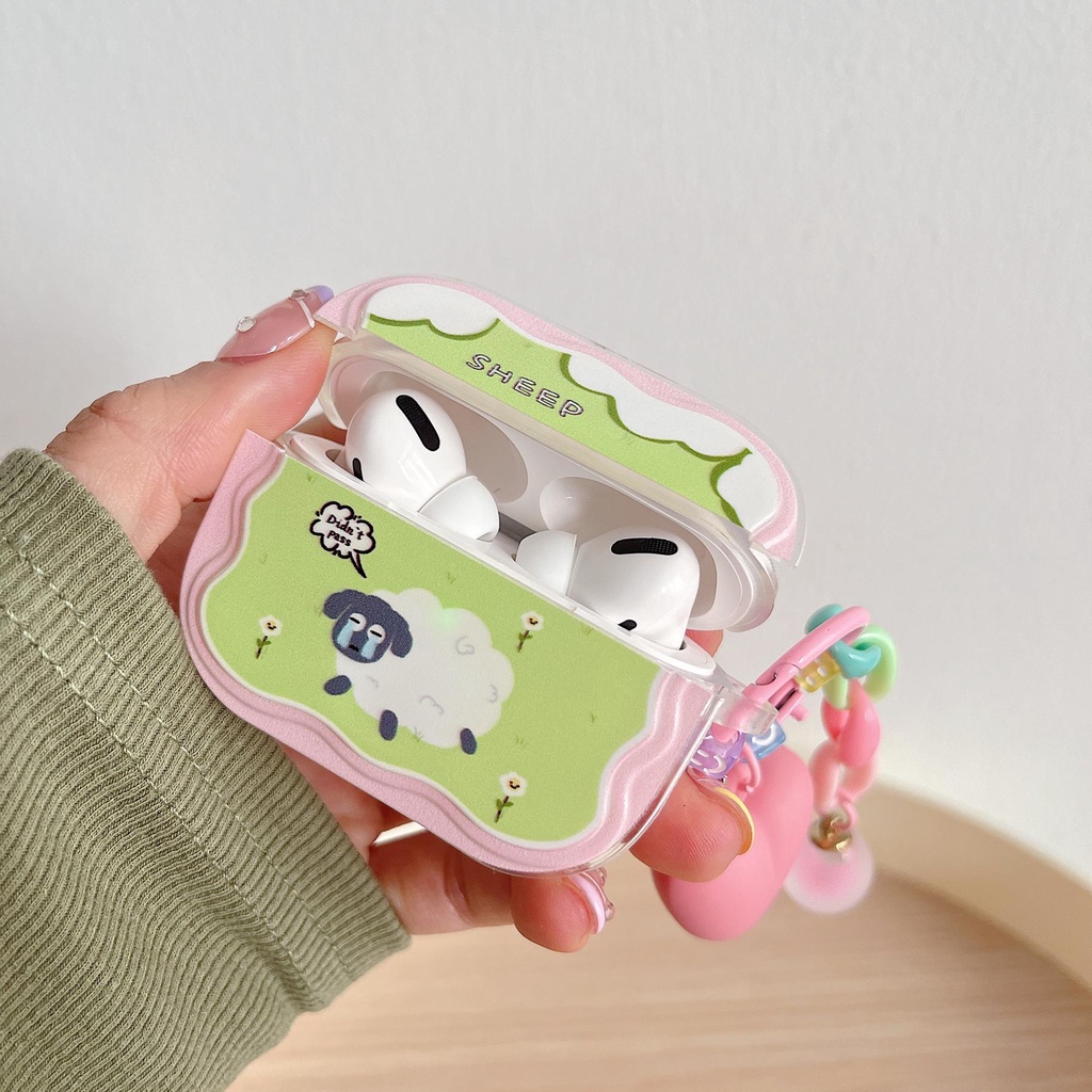 Vỏ Bảo Vệ Hộp Sạc Tai Nghe AirPods 1 2 3 Pro 2 2022 Bằng PC + Móc Khóa Trái Tim Bằng Silicon Mềm Chống Sốc