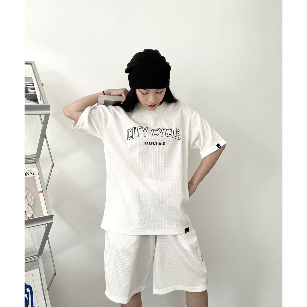 Quần short đùi local brand Essentials City Cycle chất tổ ong unisex form rộng nam nữ oversize