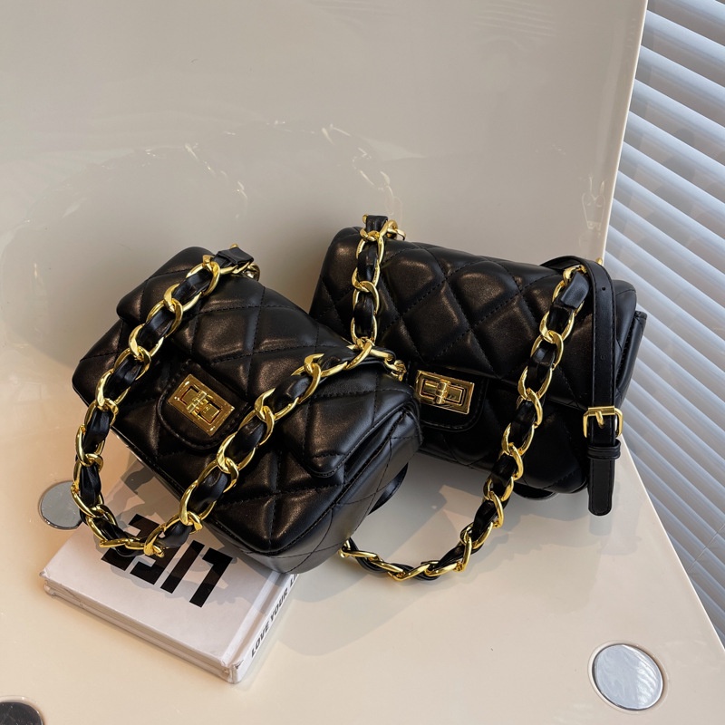 Túi Đeo Chéo Hình Vuông Nhỏ Kết Cấu Kim Cương Thời Trang Cho Nữ