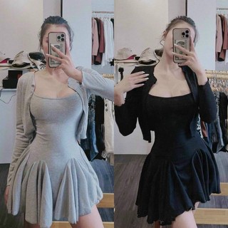 Set váy xòe kèm áo khoác lửng