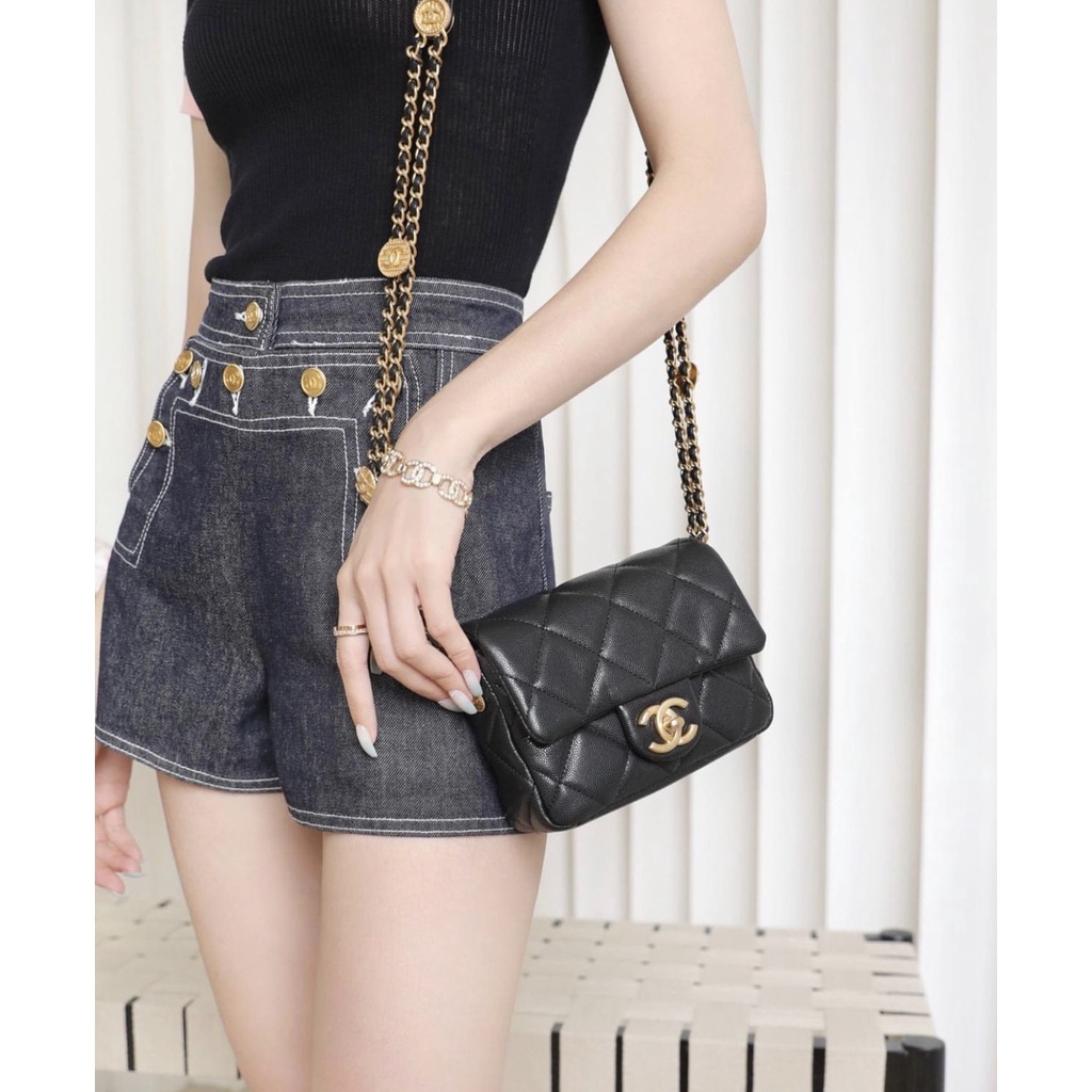 Túi Đeo Chéo Clasic Da Sần Xích Đồng Xu Vip 2022 Cao Câp Hàng Có Sẵn