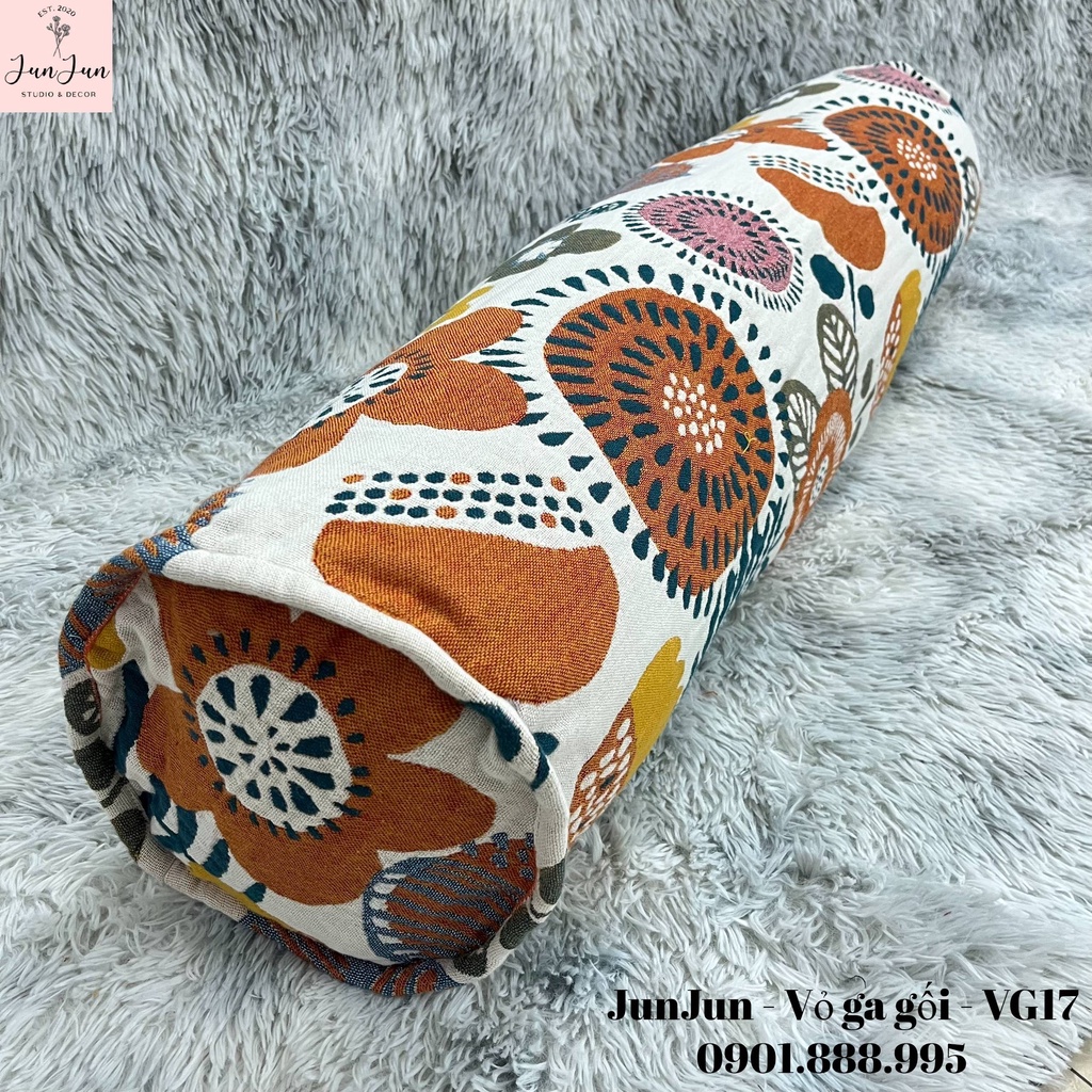 [SALES SỐC]V17_Vỏ gối ôm vải Xô Cotton Organic cao cấp có khoá kéo