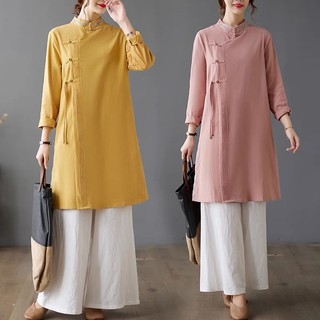 Có ảnh thật Áo cổ trang kiểu trung hoa trung quốc hán phục đi lễ chùa đầu năm ngồi thiền sườn xám kiểu cách tân
