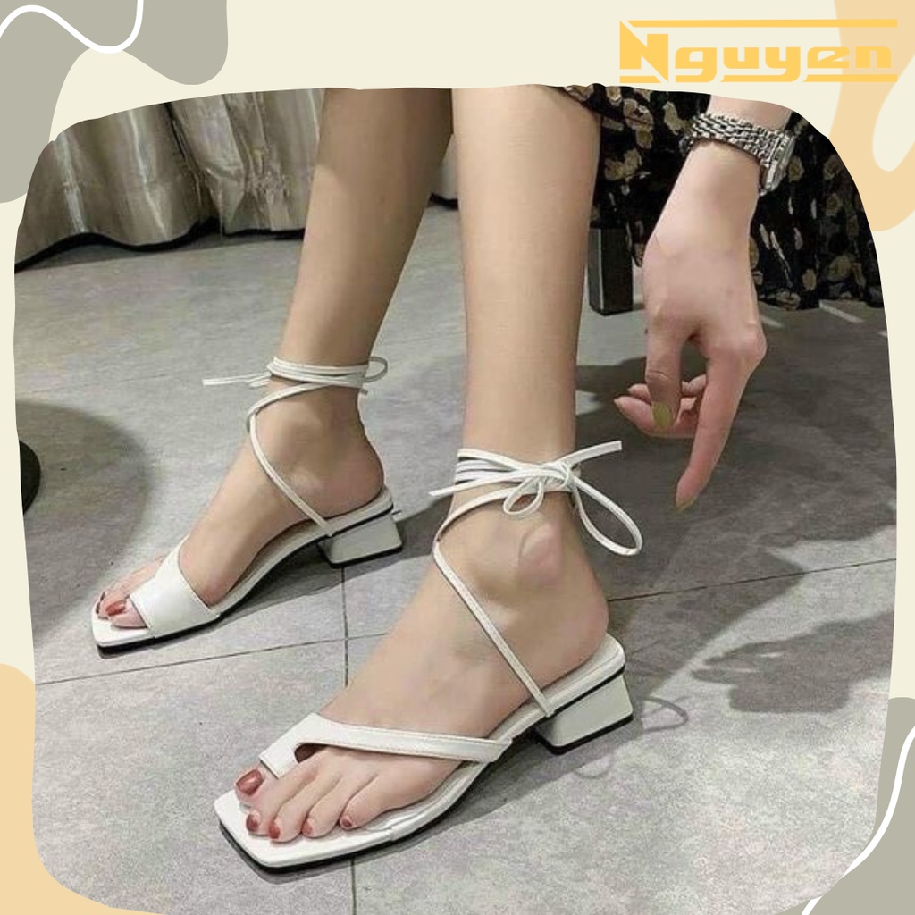 Sandal chiến binh quấn dây mũi vuông 5p-N56