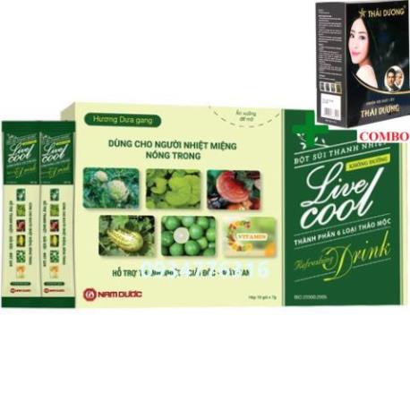 Combo Gội Là Đen Thái Dương+ ✅ Bột tan thanh nhiệt Livecool không đường (Hộp 10 gói)