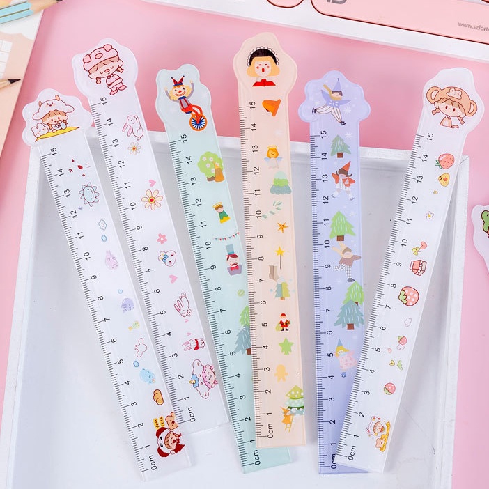 Thước Thẳng 15cm Họa Tiết Hoạt Hình Dễ Thương Cho Học Sinh