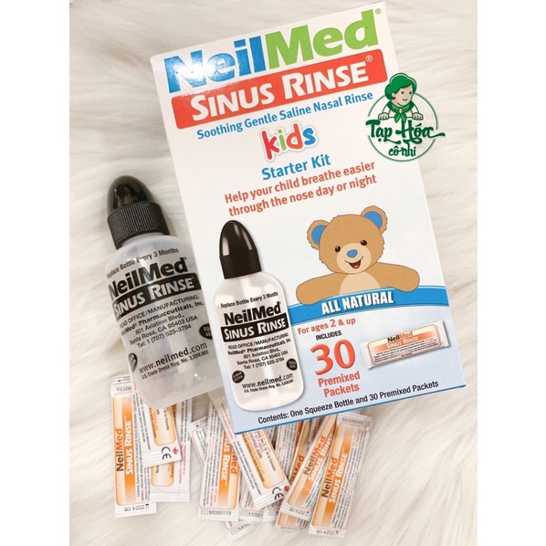 Neilmed Sinus Rinse Kids Hỗn Hợp Pha Rửa Mũi Cho Trẻ Em gồm bình 120ml +