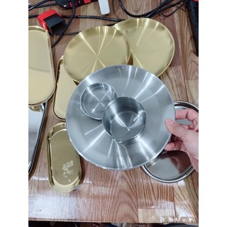 Hộp Đựng Bông Cồn  SPA , Khay Inox Chén Bát Mạ Vàng Spa Đĩa Vàng
