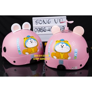 Mũ nón bảo hiểm người lớn doraemon chữ - màu hồng