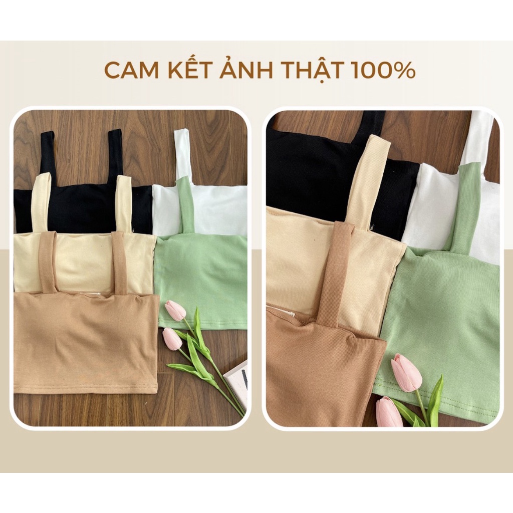 Áo 2 Dây Bản To Có Mút Ngực Áo Croptop Hai Dây Nữ Gem Boutique Chất Cotton 2 Lớp Co Dãn Dày Dặn CROPTOP