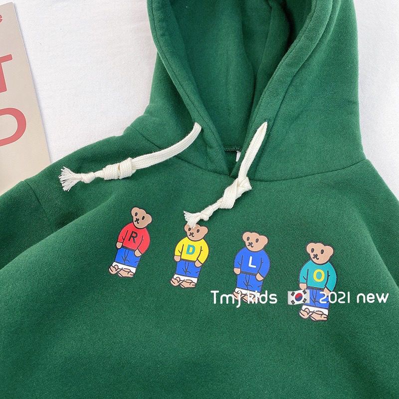 MNGRL Áo Hoodie Thun Dài Tay In Hoạt Hình Thời Trang Hàn Quốc Cho Trẻ Em