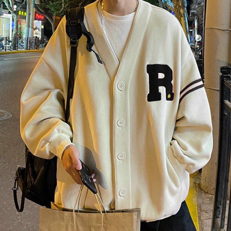 Áo cardigan💙𝗙𝗥𝗘𝗘𝗦𝗛𝗜𝗣💙 Áo khoác cardigan nam nữ KEM CHỮ R freesize unisex kute hàn quốc dễ thương varsity cao cấp giá rẻ