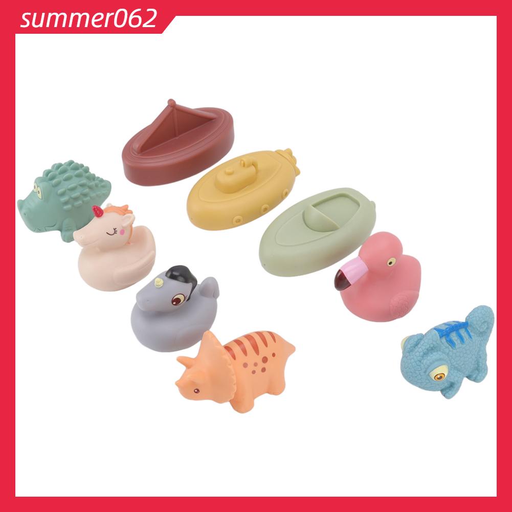 Summer062 9 cái Trẻ Em Mới Biết Đi Khối Xây Dựng Mềm Bé Dễ Thương Phim Hoạt Hình Động Vật Có Dạng Bóp Xếp Chồng Cảm Giác Đồ Chơi Tắm