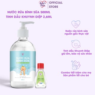 Combo nước rửa bình sữa thiên nhiên 500ml và tinh dầu khuynh diệp giữ ấm cho bé 2,6ml bub&mum