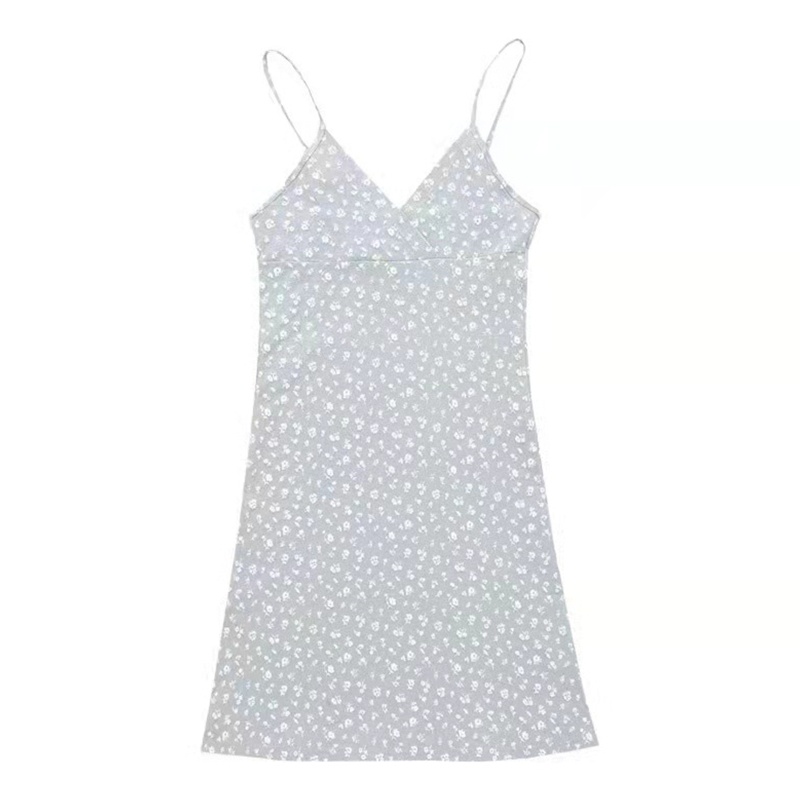 Đầm Hai Dây Cổ Chữ V Dáng Ôm In Họa Tiết Hoa Phong Cách Cổ Điển Thời Trang Mùa Hè Quyến Rũ Cho Nữ