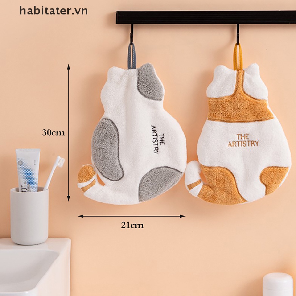 Khăn Lau Tay Vải Sợi Nhỏ Siêu Thấm Hình Mèo Dễ Thương Cho Nhà Bếp
