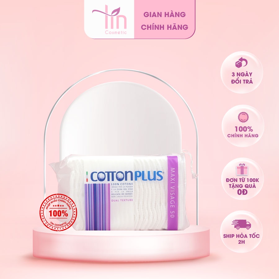 Bông Tẩy Trang Cotton Plus Nhập Khẩu Italy Cho Mọi Loại Da 50 Miếng Lớn An Toàn Tuyệt Đối Khi Sử Dụng