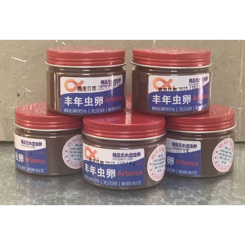 Combo hủ 80g artemia+máy oxy 1 vòi+bộ ấp artemia