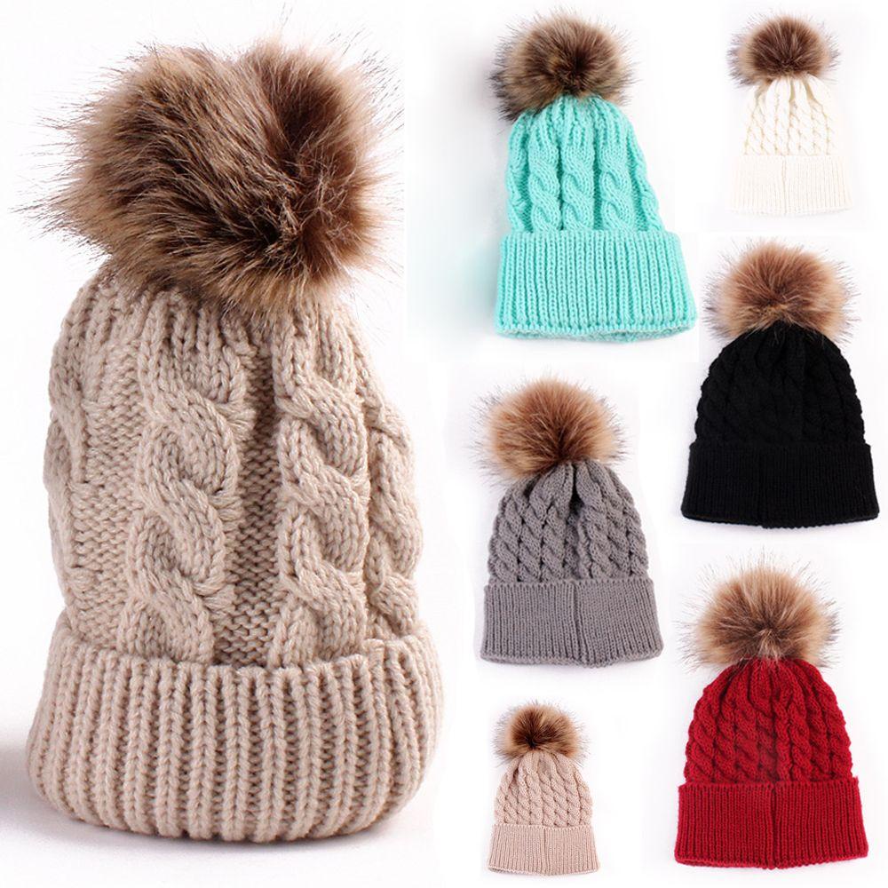 Mũ beanie Dệt Kim Phối Lông Thú Có Thể Điều Chỉnh Thời Trang Dành Cho Nữ