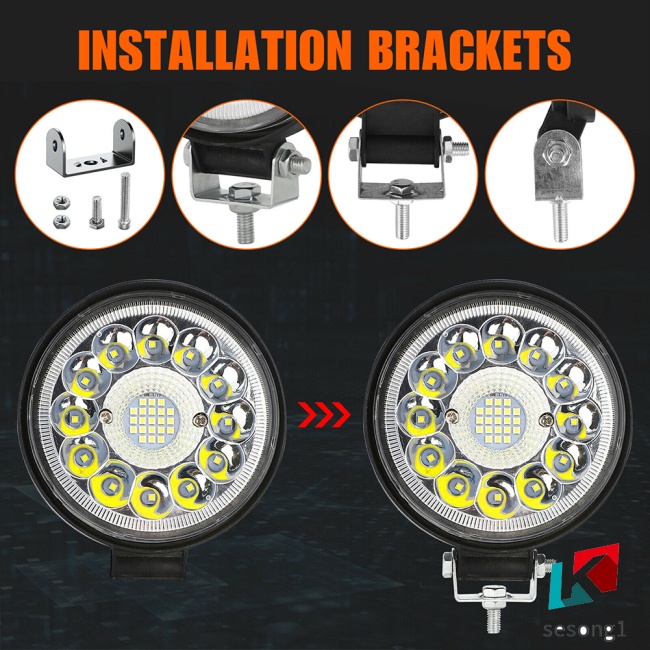 Bộ 2 Đèn Pha Led 4.5-inch 33w 9v-36v Hình Tròn Chống Thấm Nước Cho Xe Hơi / Xe Tải