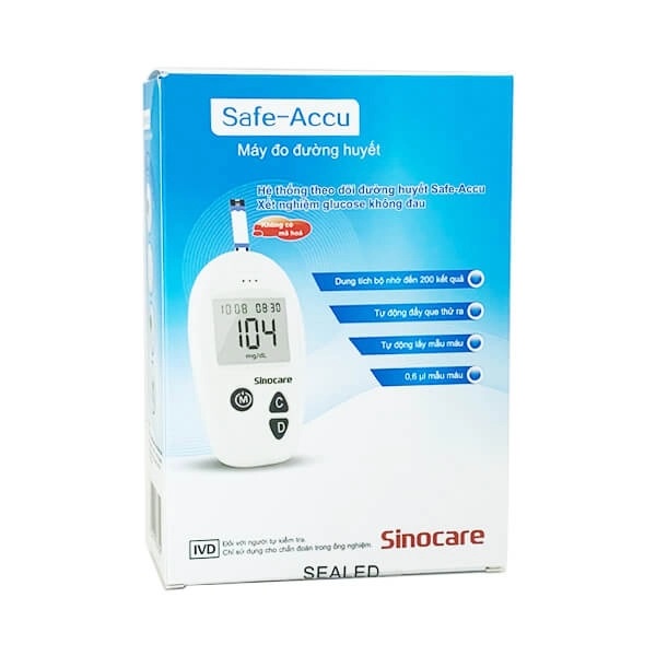 Máy đo đường huyết Safe Accu - Sinocare Đức - Tặng kèm 10 que thử và 10 kim