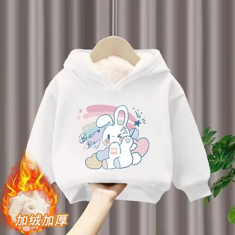 Áo Hoodie Dài Tay Lót Lông Cừu Thời Trang Mùa Thu Cho Bé Gái