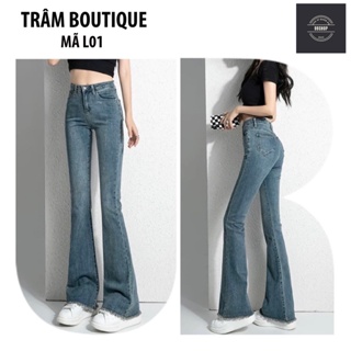 Quần Jeans nữ Ống loe siêu co giãn. Jeans cạp cao cao cấp Hottrend 2022, vải jeans dày mịn, co giãn 4 chiều