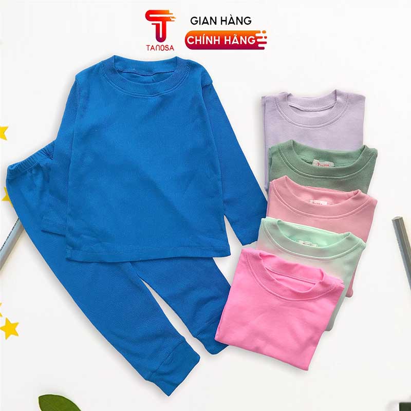 Bộ quần áo dài tay trẻ em cao cấp TANOSA chất liệu len tăm mềm mịn cho bé 10-22kg