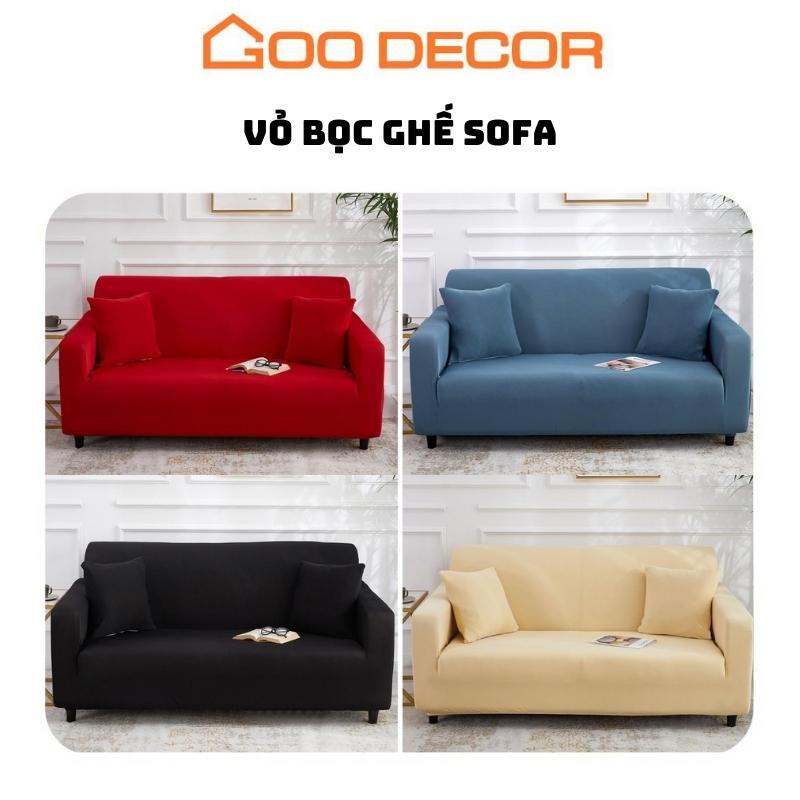 Bọc sofa màu trơn, bọc ghế sofa đơn, chữ L vải thun sữa mềm mại co giãn - GOO Decor