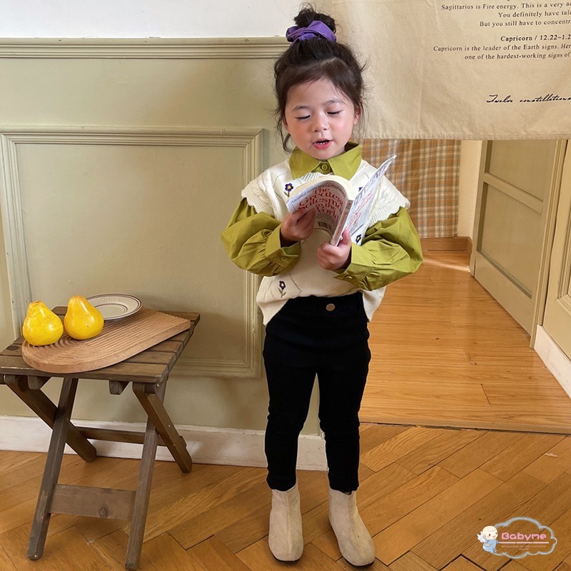 Quần Dài Lưng Cao Dáng Ôm Phong Cách Hàn Quốc Thời Trang Cho Bé Gái