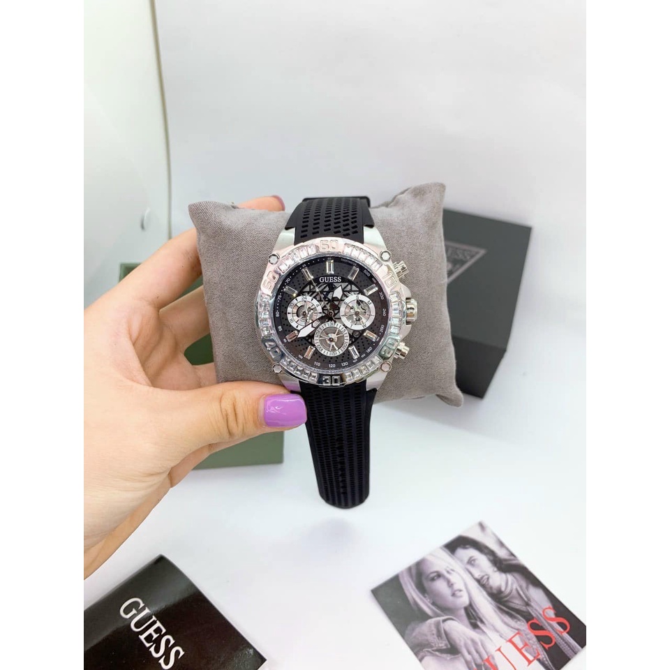 Đồng Hồ Nam Guess Silver-Tone And Black GW0333G1