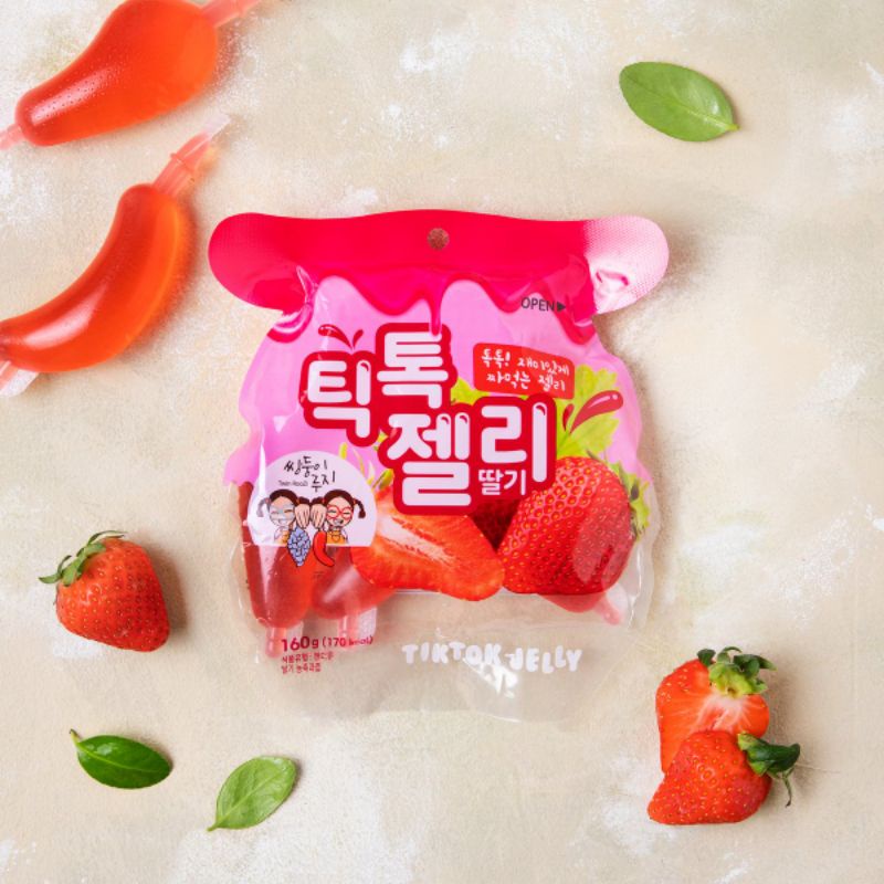 Thạch Tiktok Hàn Quốc Vị Dâu, Nho, Đào, Táo Gói 160g