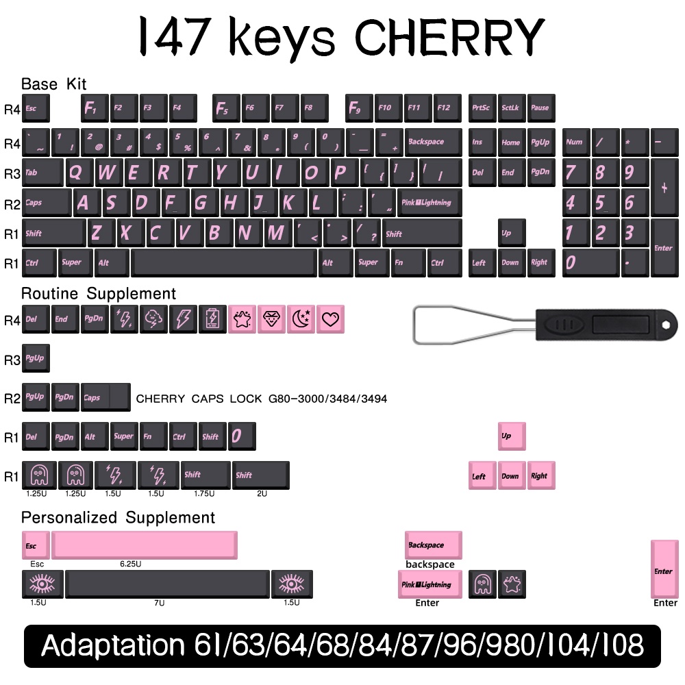 TomatoCaps Pink Lightning Keycaps Cherry Profile keycap Set Bộ Bàn Phím 137 / 147 Phím Màu Hồng Dành Cho Cherry MX 61 64 68 84 75 87 100 104 108