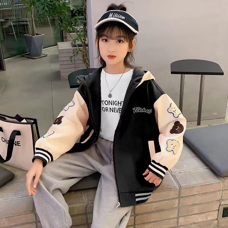 Áo Khoác Bóng Chày Thời Trang Xuân Thu Mới 2022 Cho Bé Gái 3-14 Tuổi