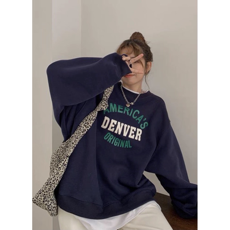 Áo sweater DENVER oversize Unisex - Áo nỉ form rộng tay bồng thiết kế kiểu dáng hàn quốc